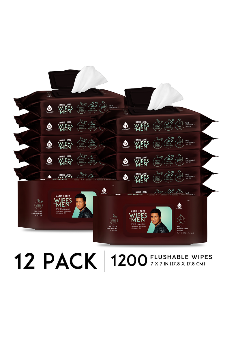 PURSONIC - 12 Pack of Flushable Mario Lopez Man Wipes, Main, color, Brown
