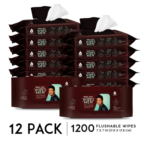 - 12 Pack of Flushable Mario Lopez Man Wipes (1200 Mint Scented Wipes)