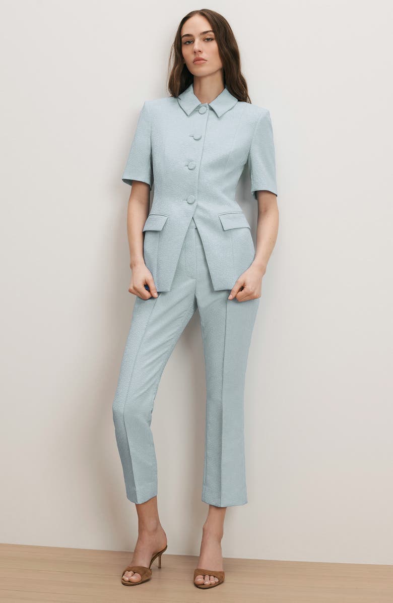 Veronica Beard Bodie Floral Embroidery Jacket, Alternate, color, Blue Stream