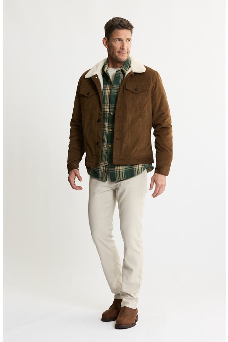 Faux Shearling Lined Trucker Jacket, Alternate, color, KHAKI