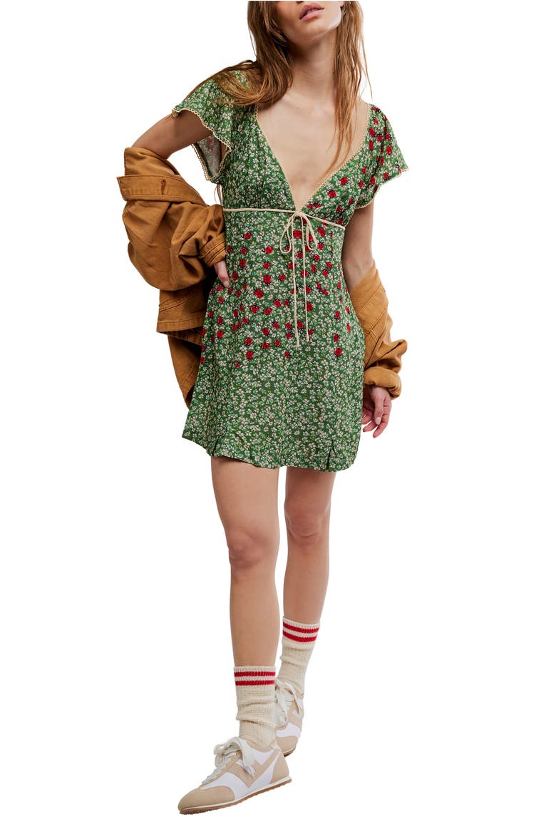 forest soul green short sleeve mini dress FARM Rio Forest Soul Green Mini-Dress