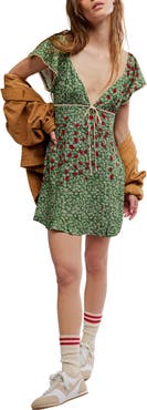 Free People Backroads Floral Flutter Sleeve Mini Sundress
