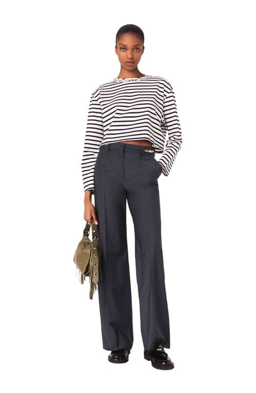 Maje Suit Trousers With Chain Detail In Blue