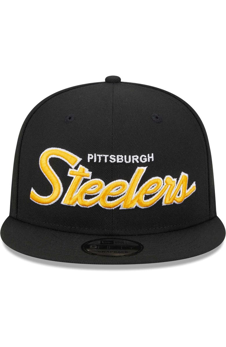 New Era Men's New Era Black Pittsburgh Steelers Main Script 9FIFTY Snapback Hat, Alternate, color, Black