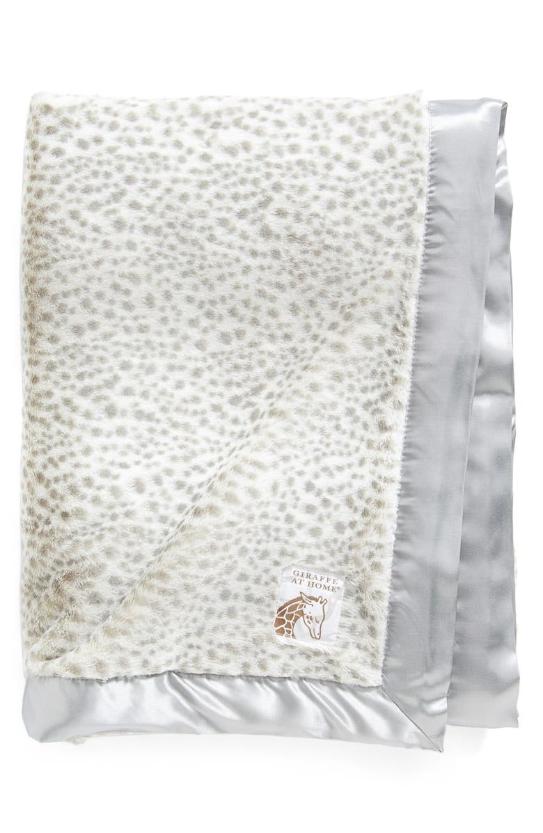 Giraffe at Home Luxe Snow Leopard Faux Fur Throw, Main, color, 