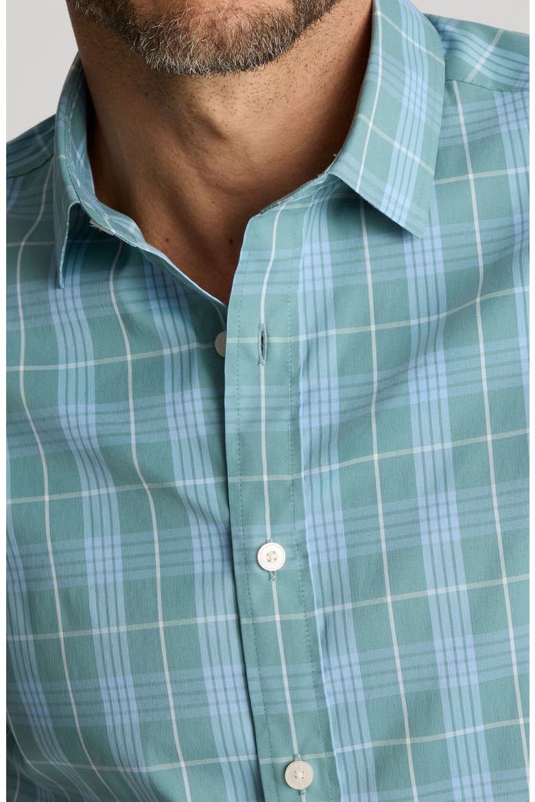 Lancaster Plaid Performance Button-Up Shirt, Alternate, color, GREEN BLUE