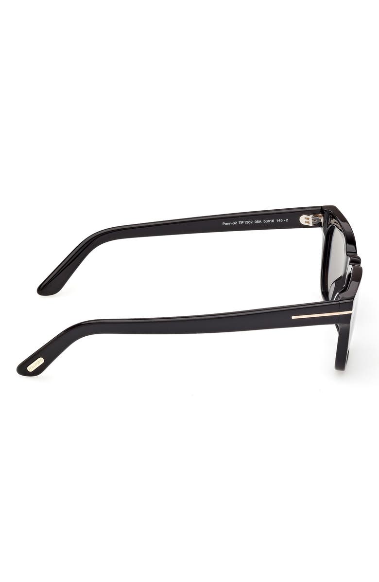 TOM FORD 53mm Rectangular Sunglasses, Alternate, color, Black/ Other / Smoke