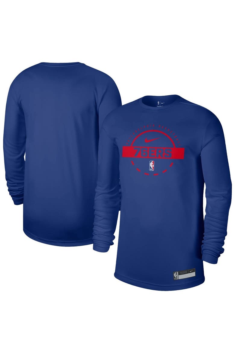 Men's Nike Royal Philadelphia 76ers 2025/26 On-Court Flare Dri-FIT Practice Long Sleeve Tri-Blend T-Shirt, Main, color, Royal