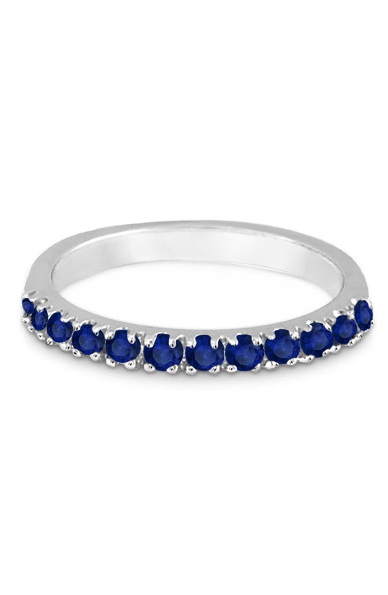 ALLUREZ Blue Sapphire Stackable Ring/ Anniversary Band in 14k, Alternate, color, 0.37Ct/White Gold