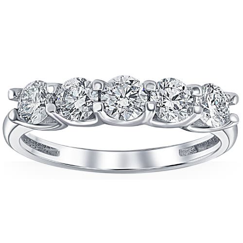 Bliss Diamond 1ct T.w. Five Stone Diamond Wedding Ring 14k Or Gold Lab Grown In 14k White Gold