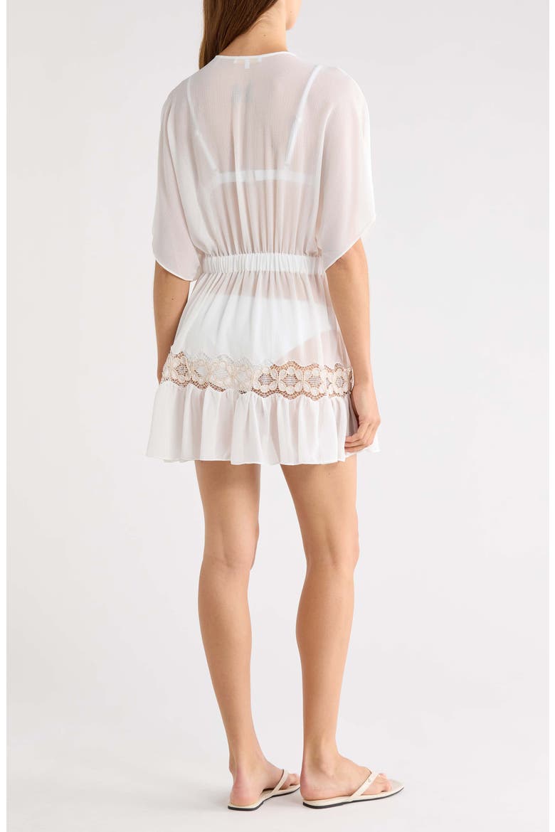 Alisa Lace Trim Cover-Up Dress, Alternate, color, WHITE