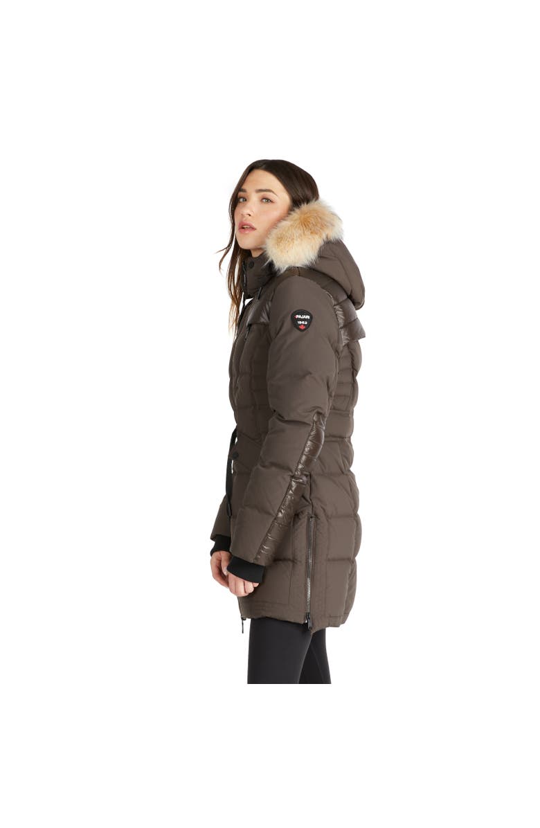 Pajar Alia Mixed Media Quilted Parka with Detachable Hood and Faux Fur Trim, Alternate, color, Dark Oak