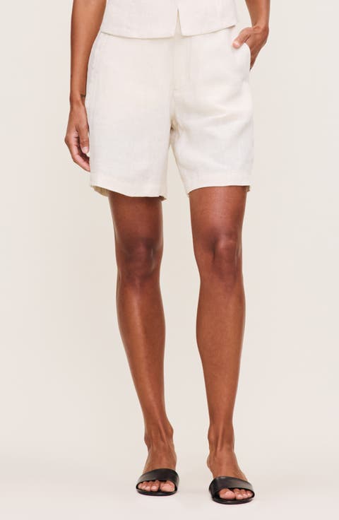 Taylor High Waist Mid Thigh Linen Trouser Shorts