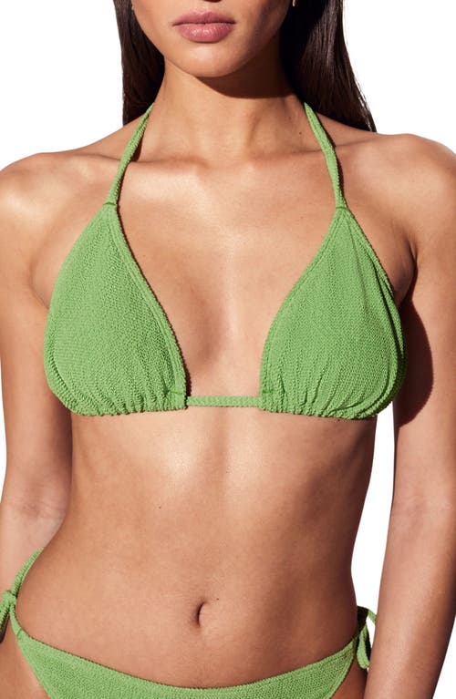 & Other Stories Textured Triangle Bikini Top In Green