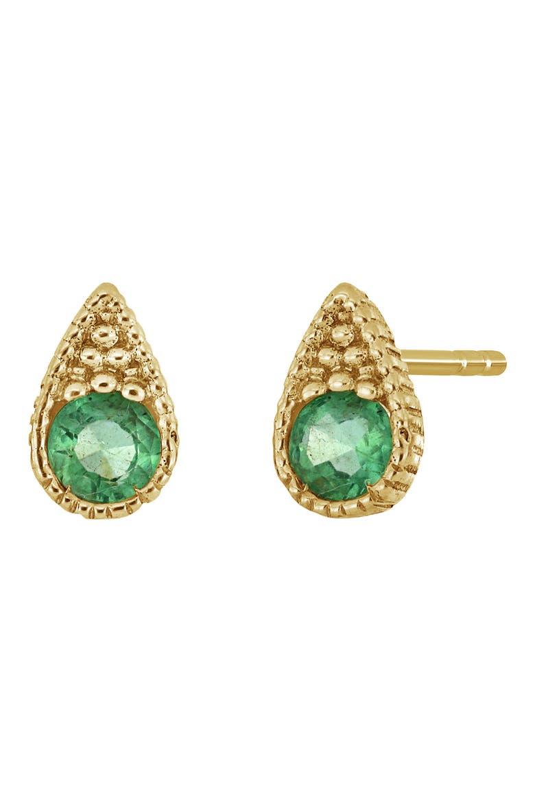18K Yellow Gold Emerald Teardrop Stud Earrings (Nordstrom Exclusive), Main, color, 18KYG