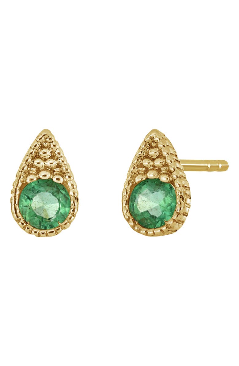 Bony Levy 18K Yellow Gold Emerald Teardrop Stud Earrings, Main, color,
