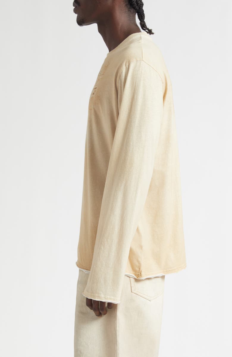 Acne Studios Logo Long Sleeve Organic Cotton Graphic T-Shirt, Alternate, color, Sand Beige