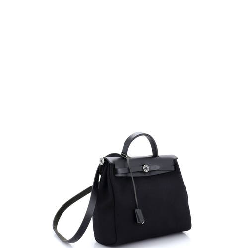 Pre-owned Hermes Hermes Herbag Zip Leather And Toile 31 In Black