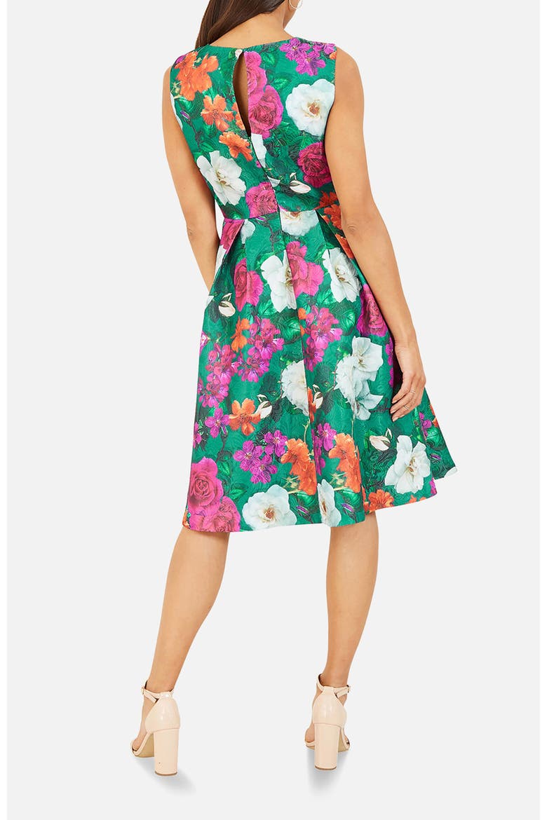 Floral Skater Dress, Alternate, color, Green