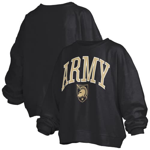 Pressbox Black Army Black Knights Janise Arch Over Logo Waist Length Oversized Pullover Sweatshirt