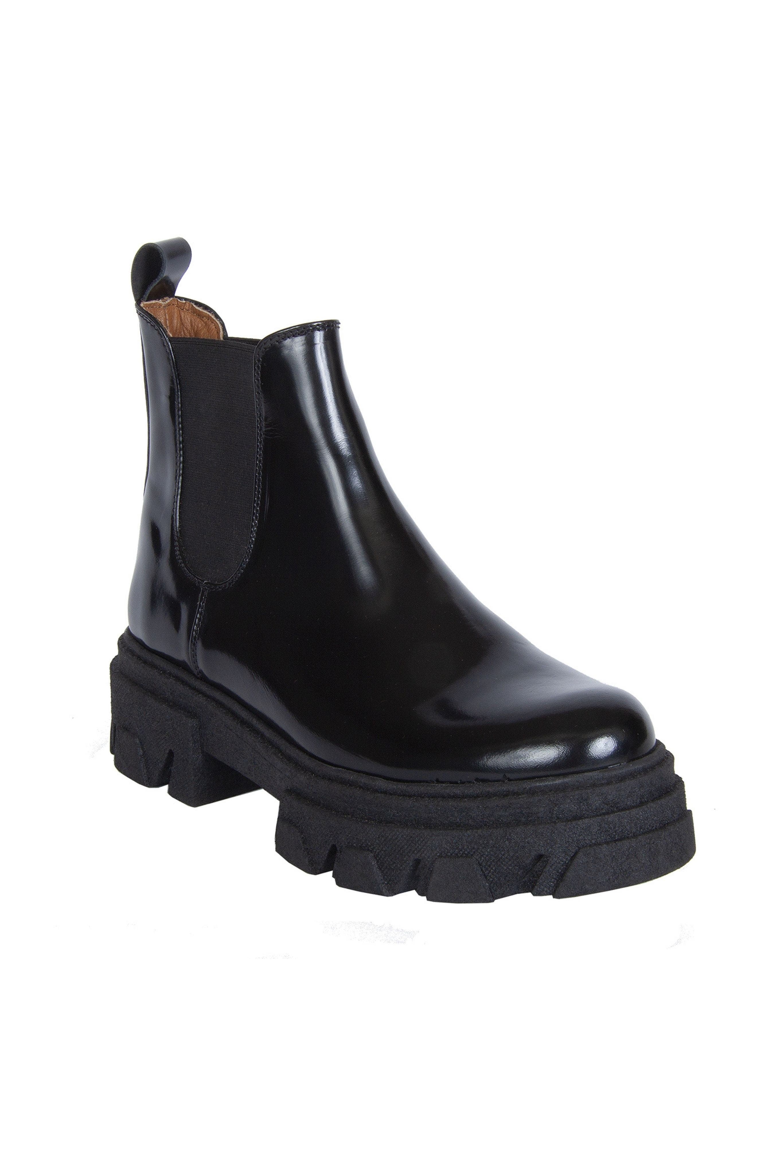 URBNKICKS Chelsea Shinny Black Leather Boots 