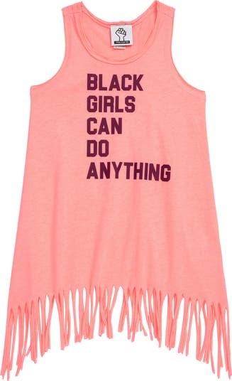 Typical Black Tees Kids' Black Girls Can Do Anything Fringed Graphic ...