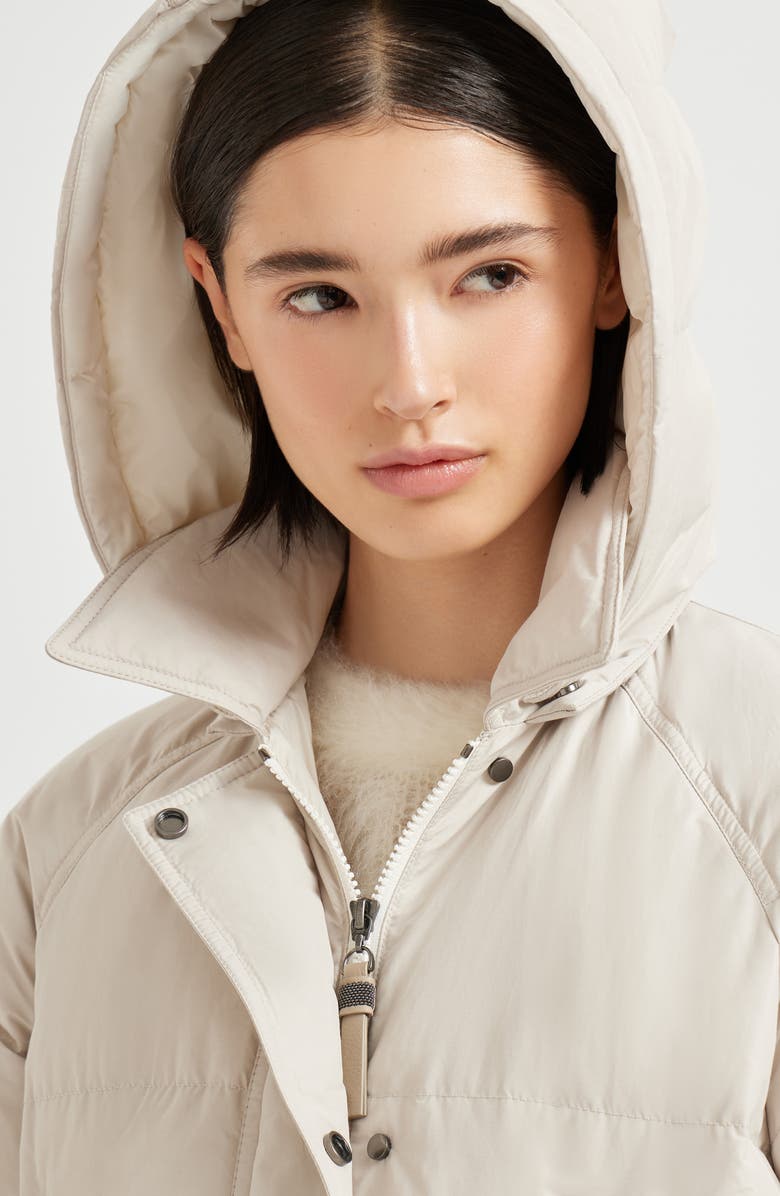 Brunello Cucinelli Water-resistant taffeta down jacket, Alternate, color, Light Grey