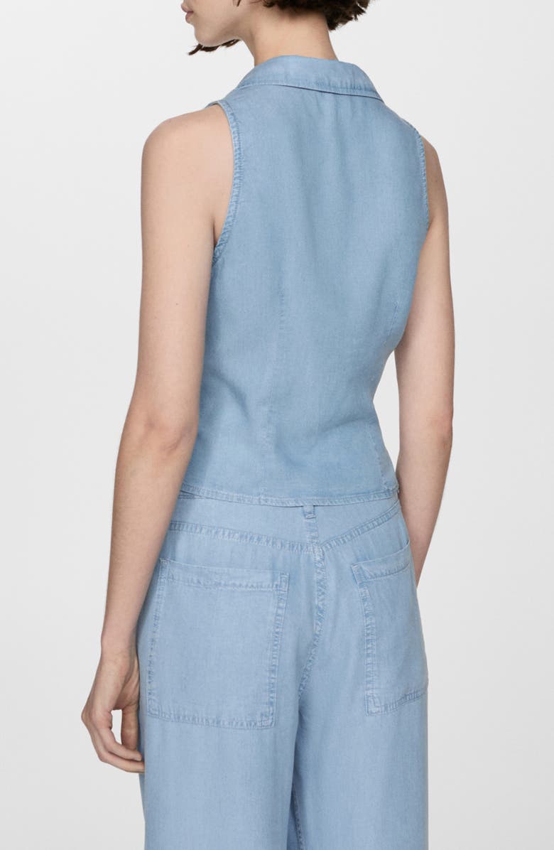 MANGO Sleeveless Button-Up Shirt, Alternate, color, 