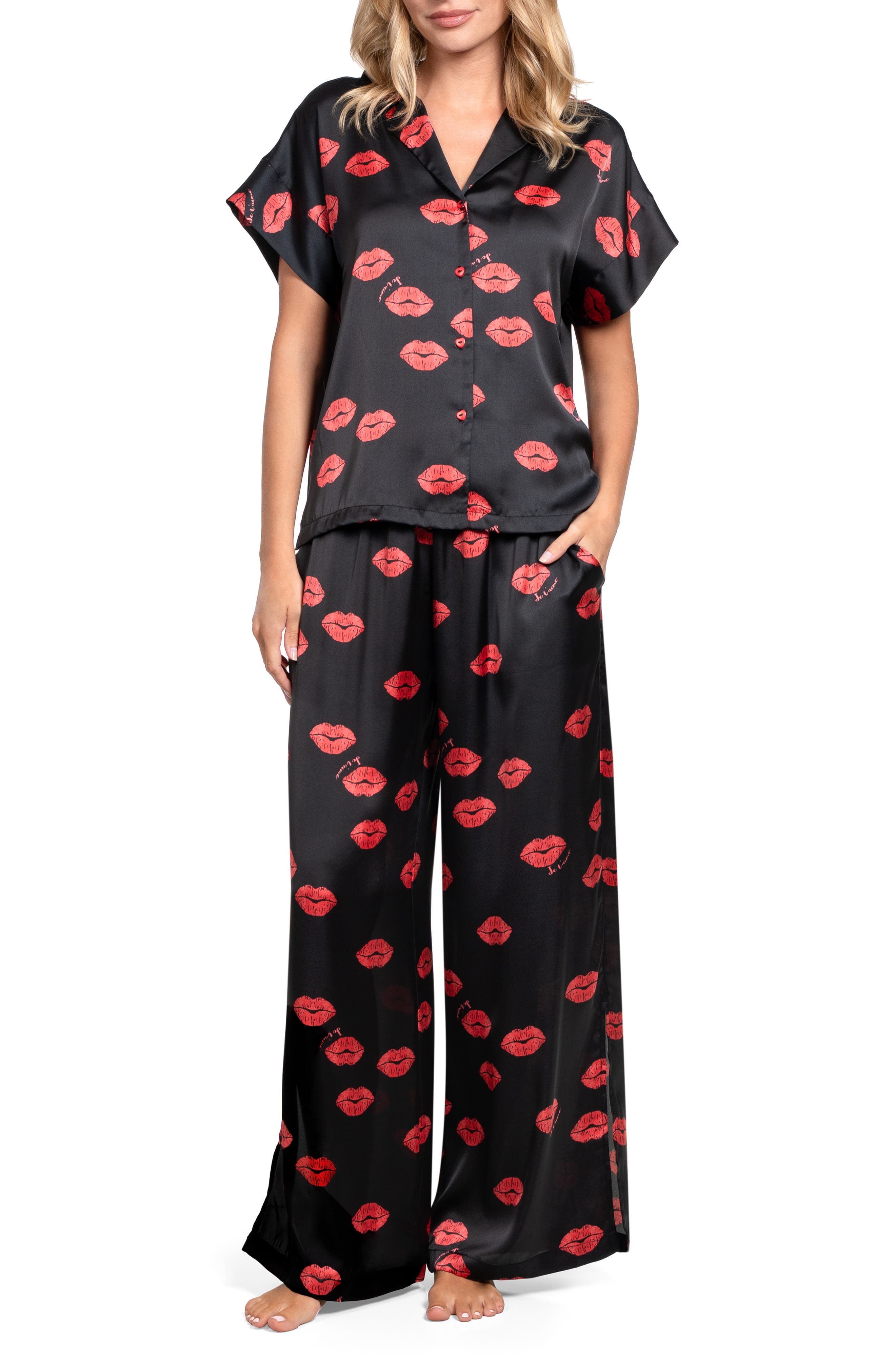 Midnight Bakery Valentine's Day Print Satin Long Pajamas