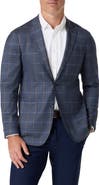 Mizzen+Main Lavelle Trim Fit Blue Plaid Wool Sport Coat