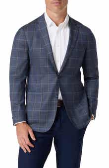 Mizzen+Main Lavelle Trim Fit Blue Plaid Wool Sport Coat