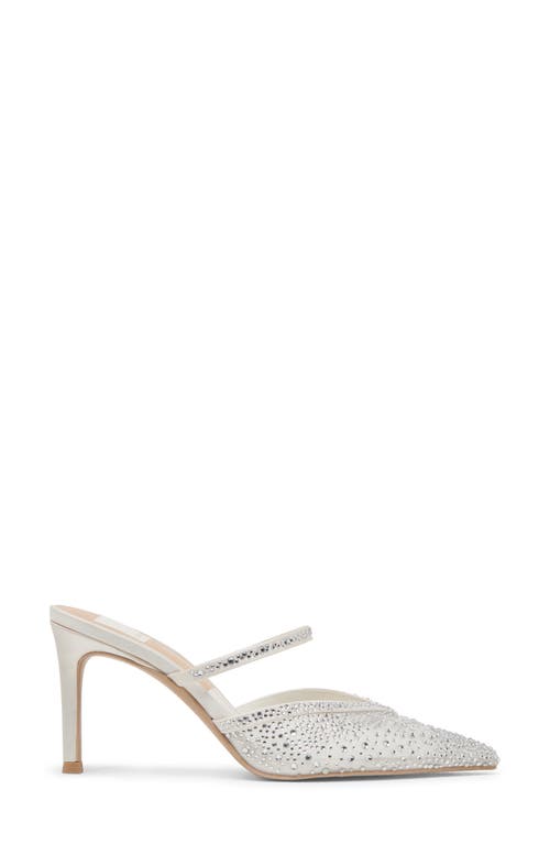 Dolce Vita Kanika Crystal Pointed Toe Mule In White Mesh