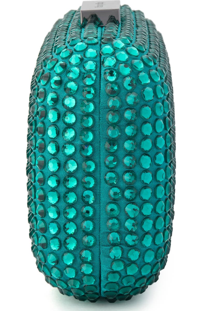Olga Berg Caydence Hot Fix Crystal Clutch, Alternate, color, Emerald