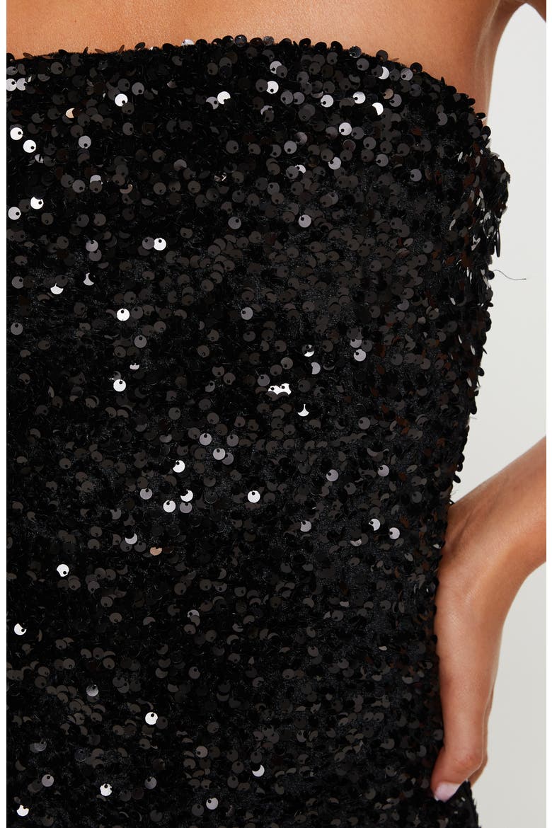 Eldoni Sequin Strapless Minidress, Alternate, color, BLACK