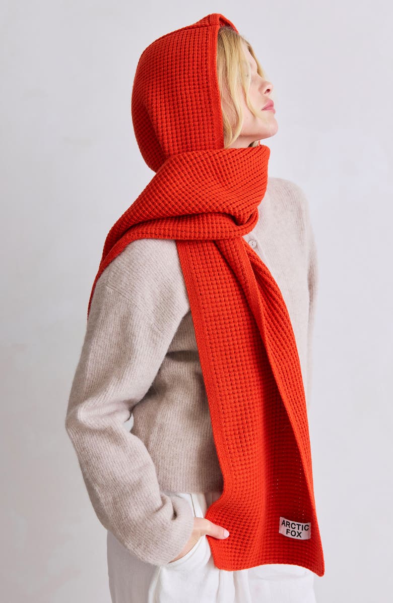 Arctic Fox & Co The Recycled Bottle Hooded Scarf, Main, color, Sunkissed Coral