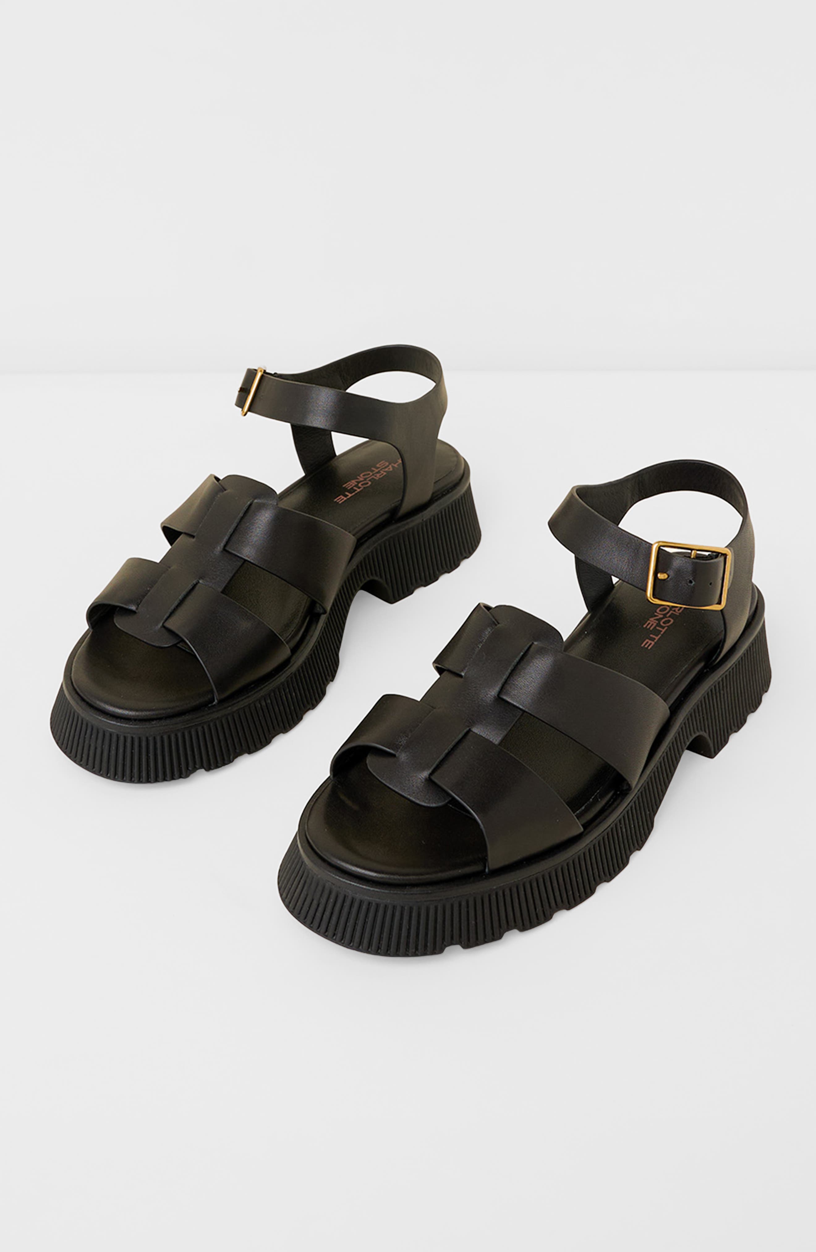 Charlotte Stone Henny Platform Cage Sandal, Main, color, Black