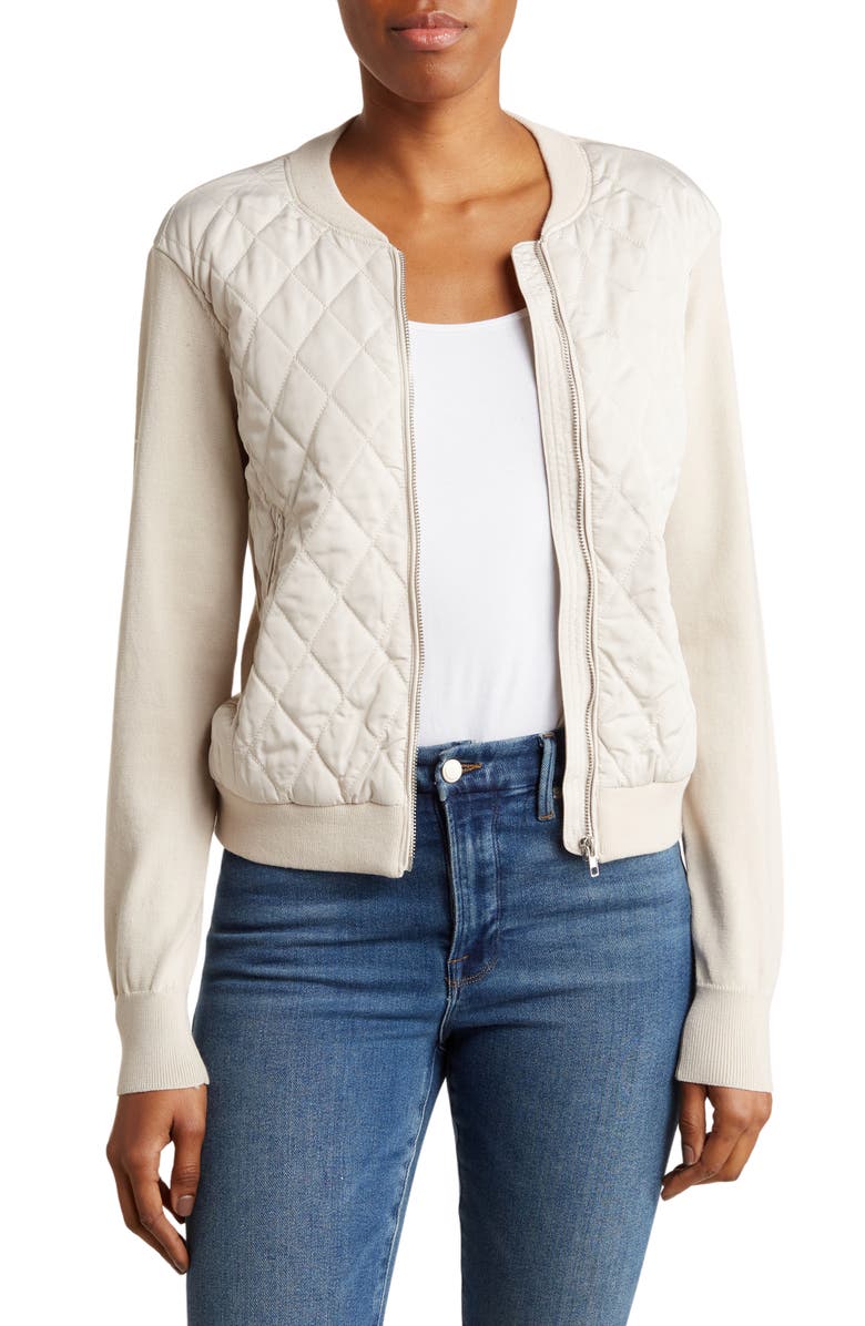 ELIE ELIE TAHARI Quilted Knit Bomber Jacket, Main, color, 