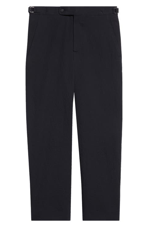 Side Buckle Seersucker Trousers