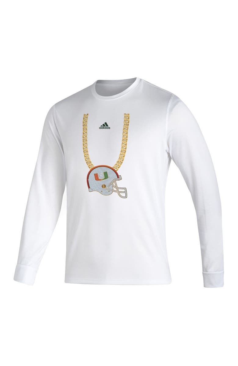 adidas Men's adidas White Miami Hurricanes Turnover Chain Creator Long Sleeve T-Shirt, Alternate, color, 