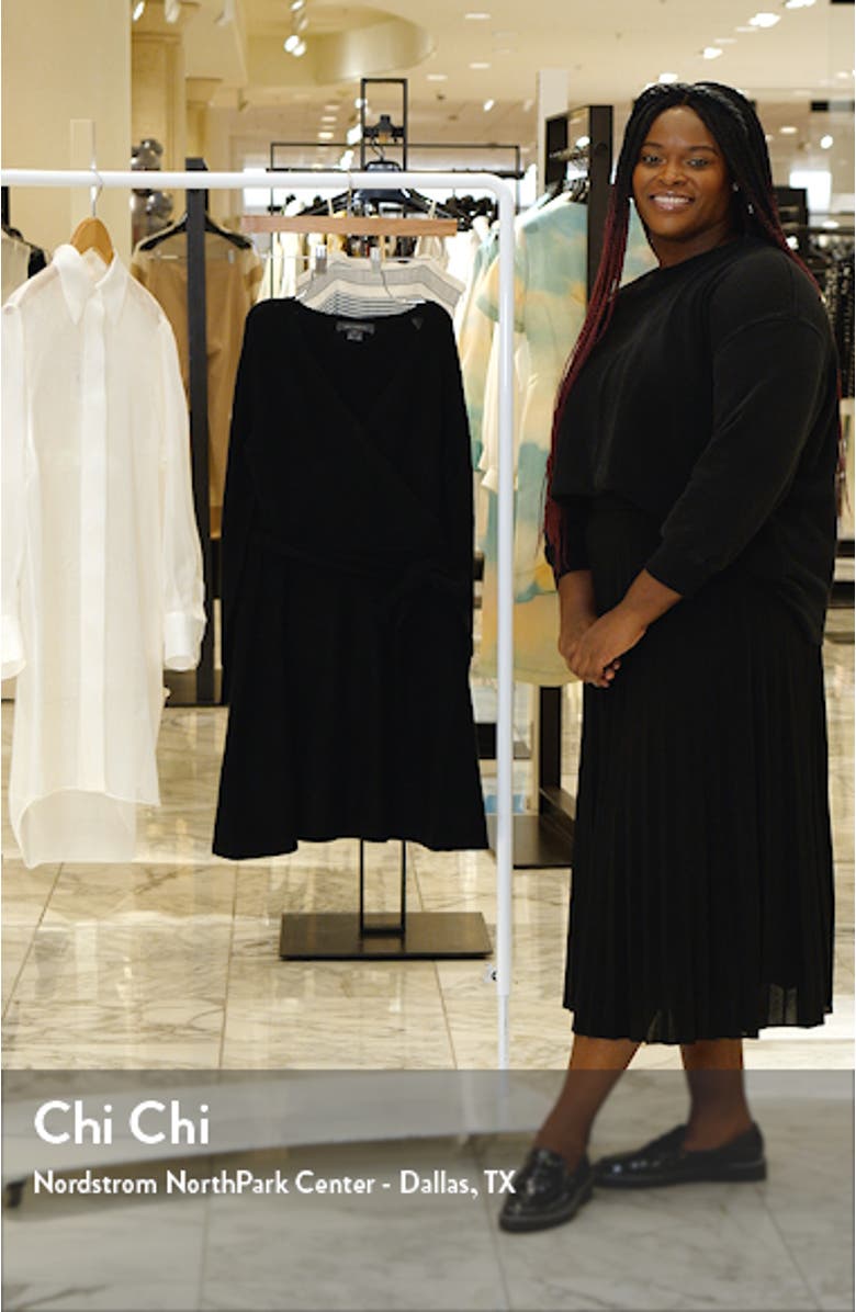 Long Sleeve Faux Wrap Sweater Dress, sales video thumbnail