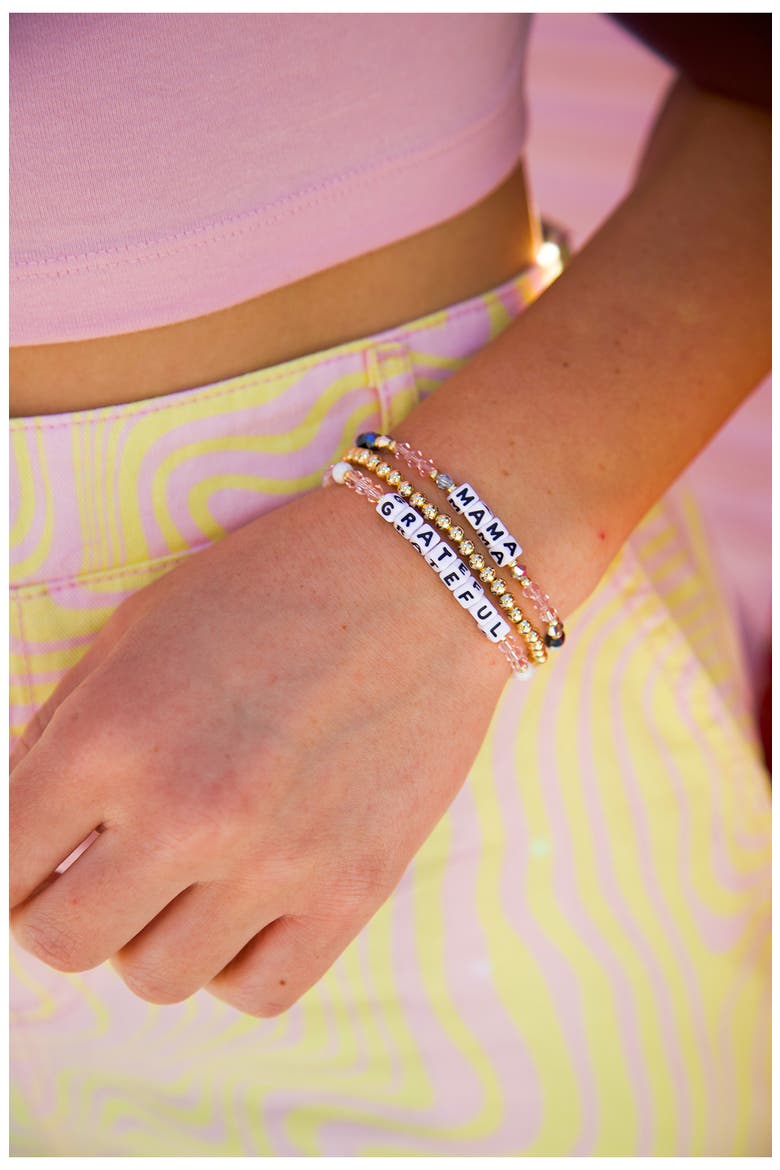 Grateful & Mama Set of 3 Beaded Bracelets, Alternate, color, BLUSH/ BLACK