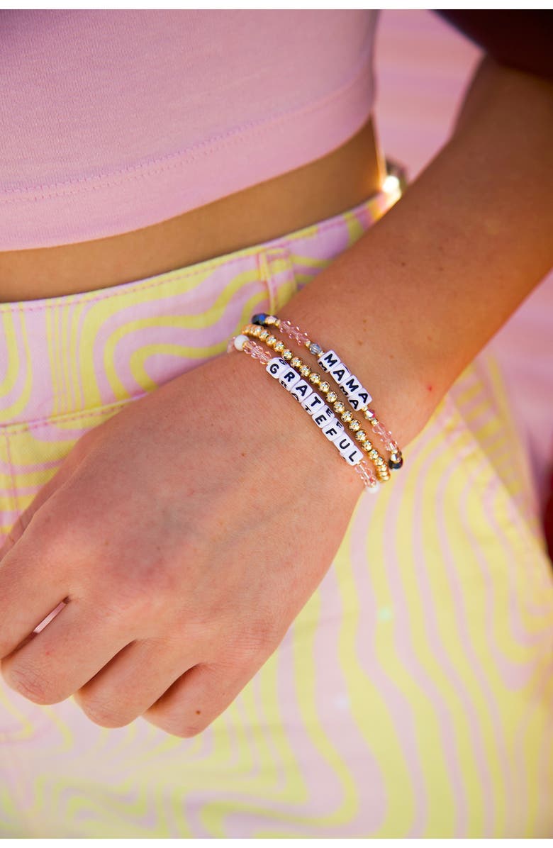 Little Words Project Grateful & Mama Set of 3 Beaded Bracelets, Alternate, color,