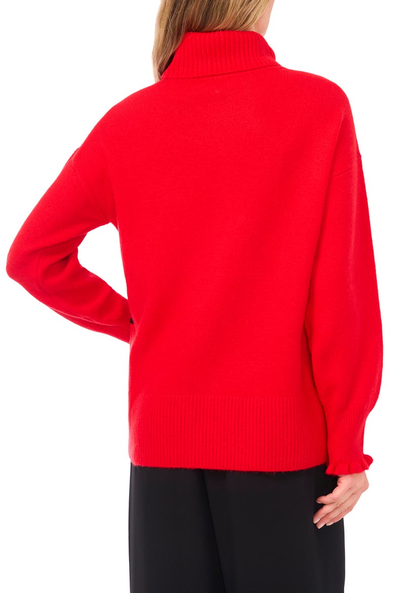 Bow Detail Turtleneck Sweater, Alternate, color, BRIGHT CHERRY
