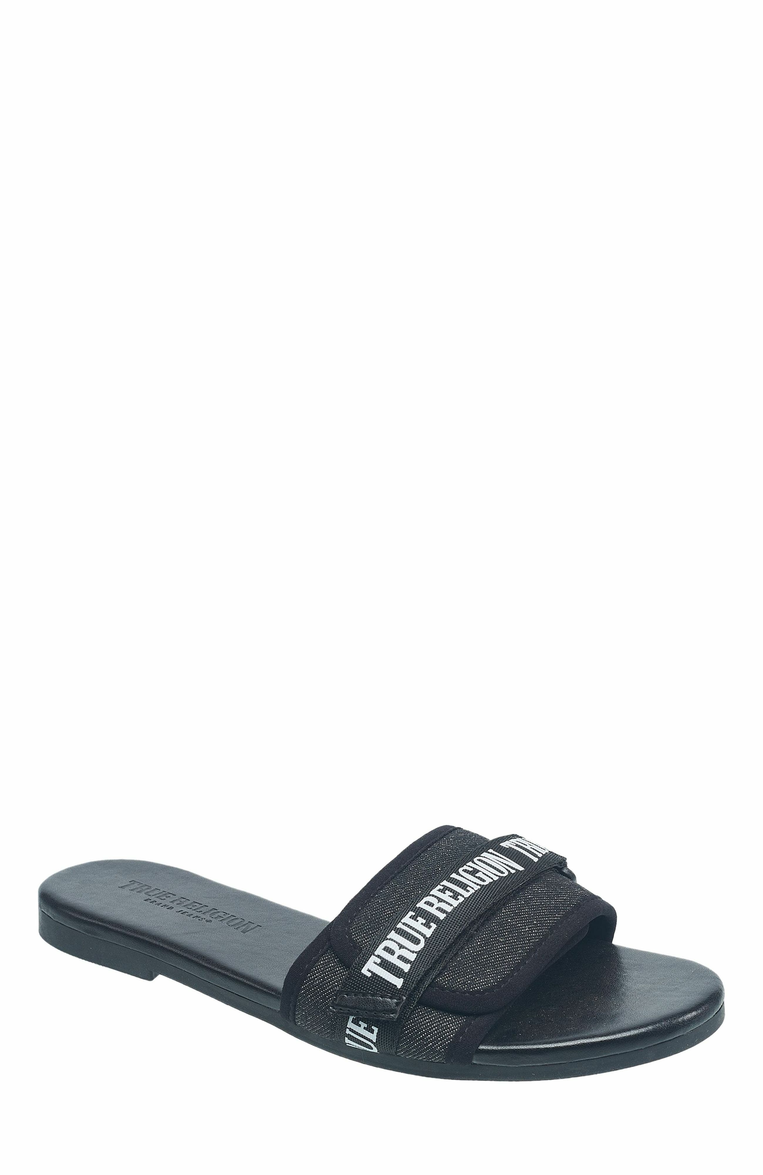 True Religion Ladies Missy Logo Adjustable Sandal, Main, color, 