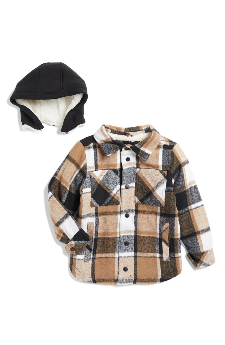 Urban Republic Kids' Buffalo Check Shacket with Removable Hood, Main, color, 