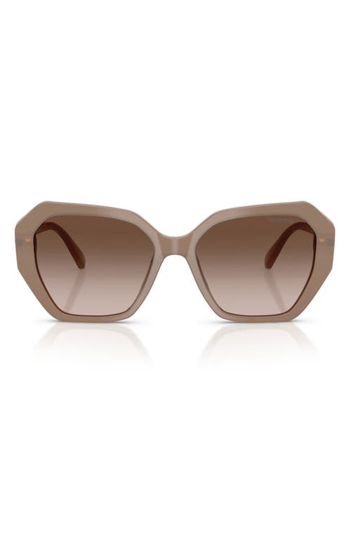 Swarovski 56mm Polarized Irregular Geometric Sunglasses In Neutral