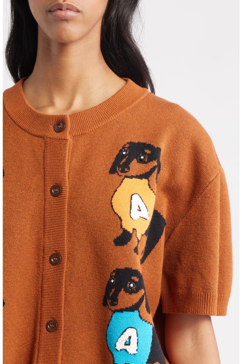Weenie Dog Cardigan, Alternate, color, BROWN