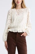 Treasure & Bond Elastic Hem Lace Top