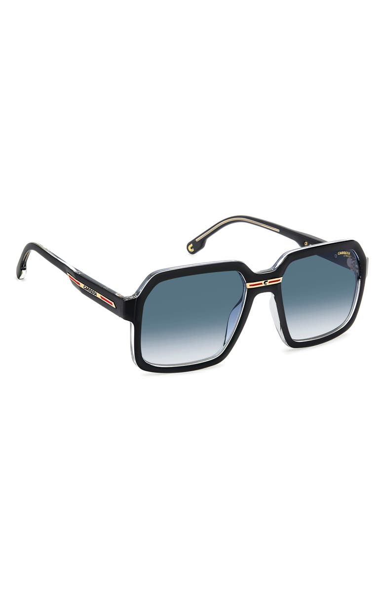 Carrera Eyewear 56mm Victory 08 Square Sunglasses, Alternate, color, Black Crystal/ Dark Blue Sf