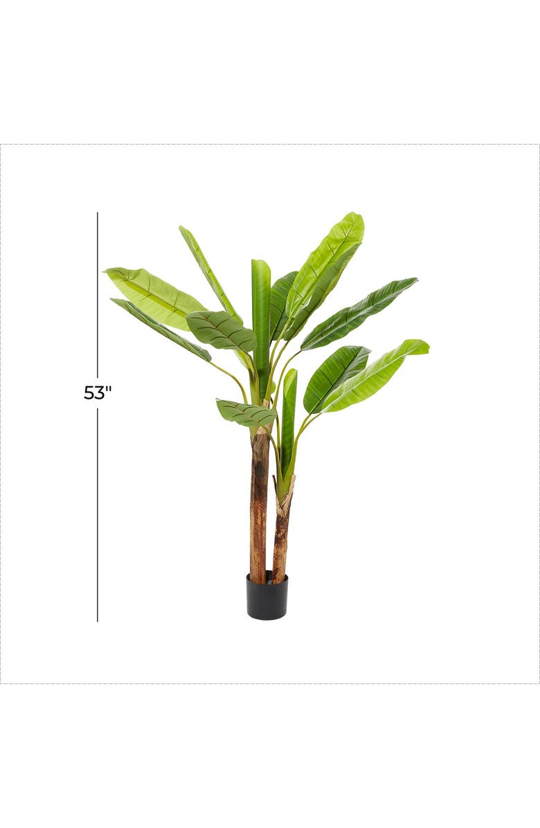 GINGER BIRCH STUDIO Green Faux Foliage Banana Leaf Artificial Tree with Black Plastic Pot, Alternate, color,